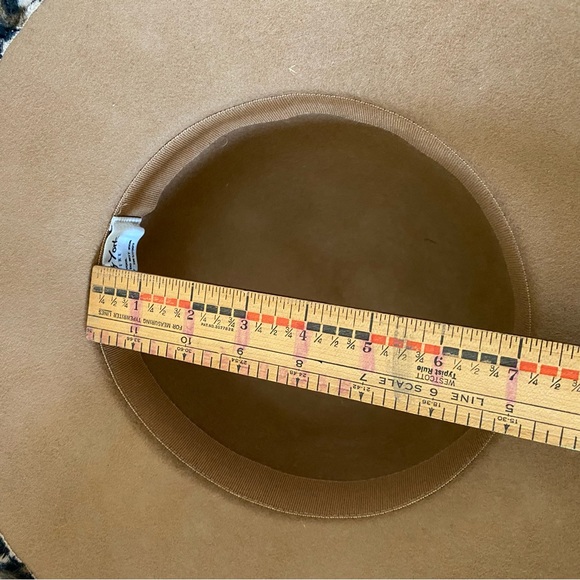 Preston & York 100% Wool Hat Camel Tan Cheetah Trim Print Women’s Hat Derby Hat - Picture 9 of 12